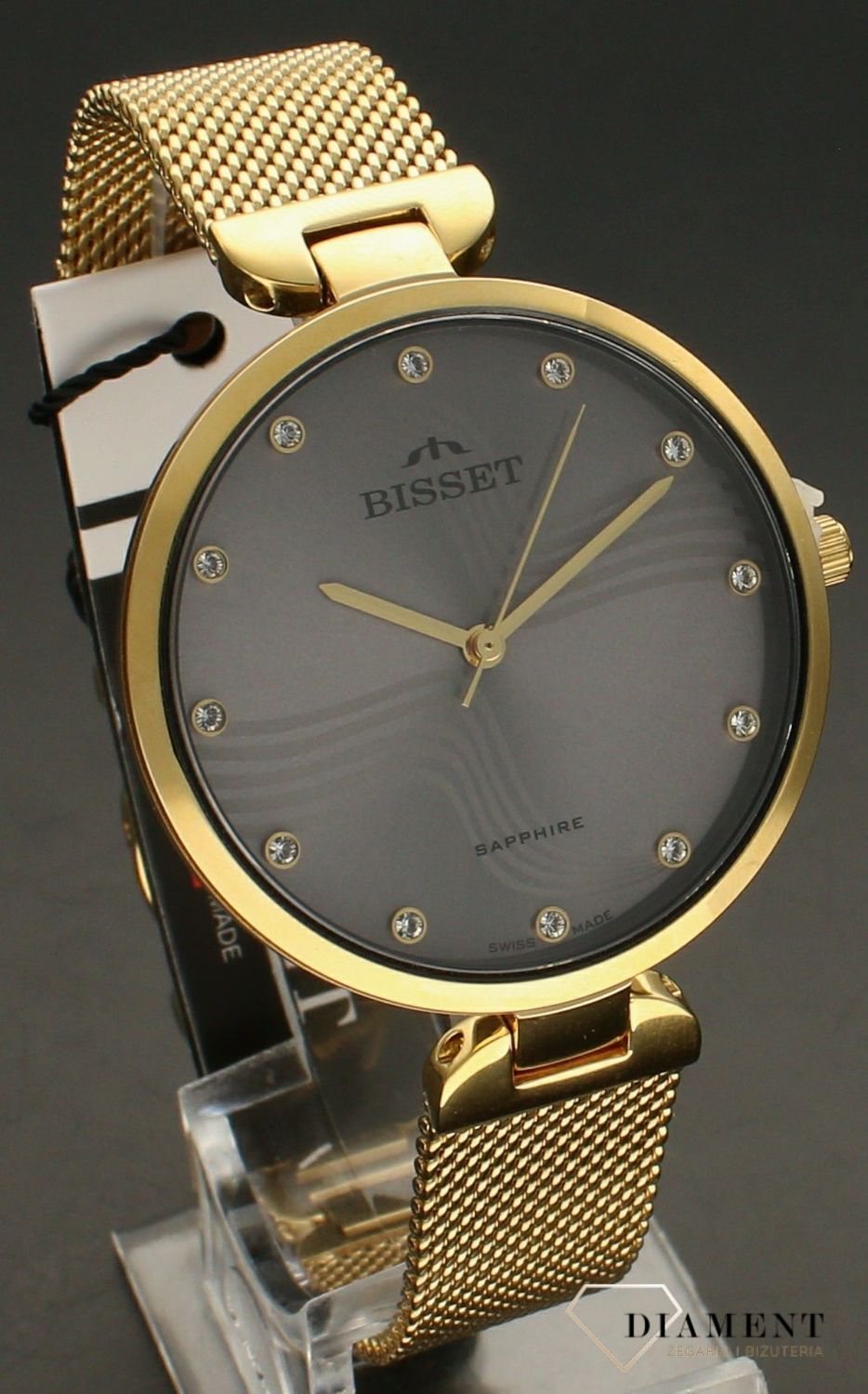 Zegarek damski na bransolecie Bisset z szafirowym szkłem BSBF28.jpg